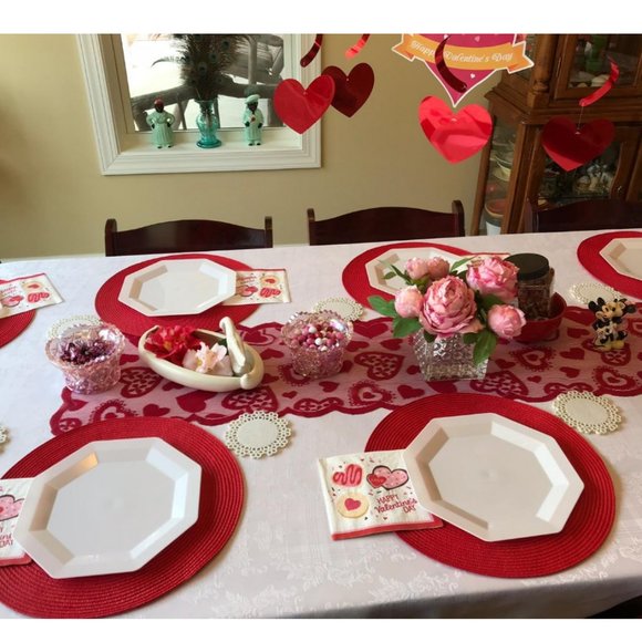 Valentines Day Table Runner Lace Heart Decorative Cloth Farmhouse Cottage Decor - Picture 7 of 8